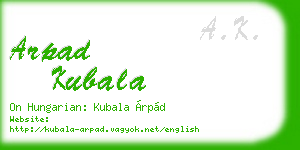 arpad kubala business card