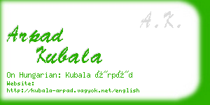 arpad kubala business card